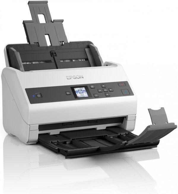 SCANNER EPSON WorkForce DS-970, dimensiune A4, tip sheetfed, viteza scanare: 85 ppm mono si color, ADF 100 coli, rezolutie optica 600 X 600dpi, duplex, senzor CIS, tehnologie LED, USB 3.0, optional retea. „B11B251401” (timbru verde 4 lei)