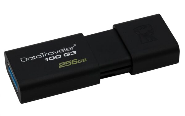 MEMORIE USB 3.0 KINGSTON 256 GB, cu capac, carcasa plastic, negru, „DT100G3/256GB” (timbru verde 0.03 lei)