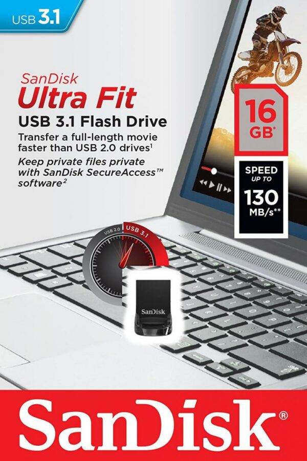 MEMORIE USB 3.1 SANDISK 16 GB, profil mic, carcasa plastic, negru, „SDCZ430-016G-G46” (timbru verde 0.03 lei)