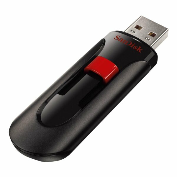 MEMORIE USB 2.0 SANDISK 64 GB, retractabila, carcasa plastic, negru, „SDCZ60-064G-B35” (timbru verde 0.03 lei)