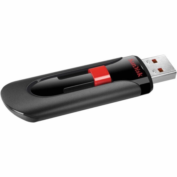 MEMORIE USB 2.0 SANDISK 128 GB, retractabila, carcasa plastic, negru, „SDCZ60-128G-B35” (timbru verde 0.03 lei)