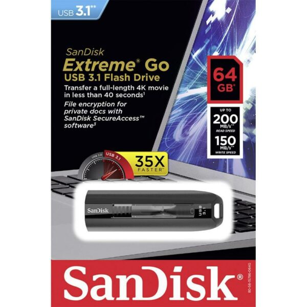 MEMORIE USB 3.1 SANDISK 64 GB, retractabila, carcasa plastic, negru, „SDCZ800-064G-G46” (include TV 0.03 lei)