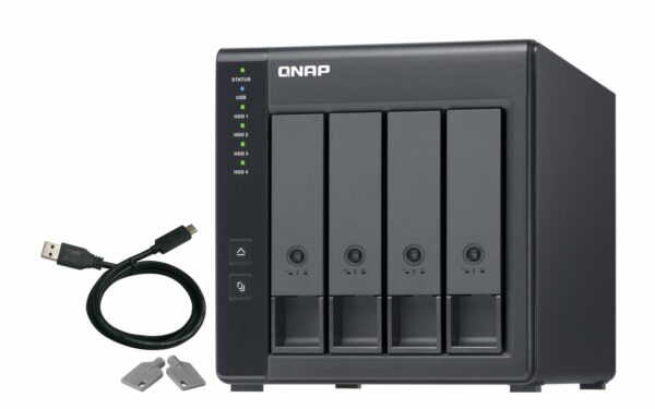 EXPANSION NAS QNAP, HDD x 4, capacitate maxima 24 TB, porturi USB Type C, „TR-004” (timbru verde 4 lei)