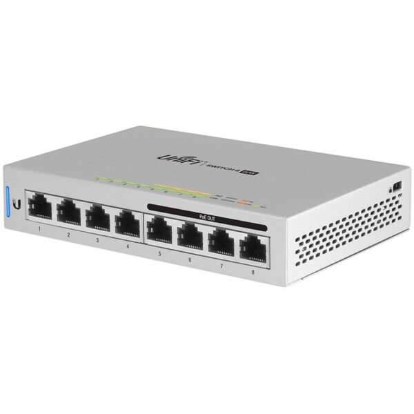 SWITCH PoE UBIQUITI, „UNIFI SWITCH 8″port Gigabit x 8, unmanaged, nerackabil, carcasa metalica, „US-8-60W-EU” (timbru verde 2 lei)