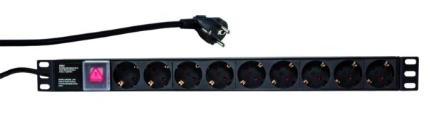 PDU LOGILINK 1U pt. rack 19 inch, 9 prize Schuko, intrare Schuko, max 16 A, on/off, 2 m, „PDU9C02” (timbru verde 0.8 lei)