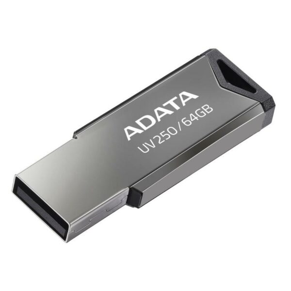 MEMORIE USB 2.0 ADATA 64 GB, clasica, carcasa metalica, argintiu, „AUV250-64G-RBK” (timbru verde 0.03 lei)