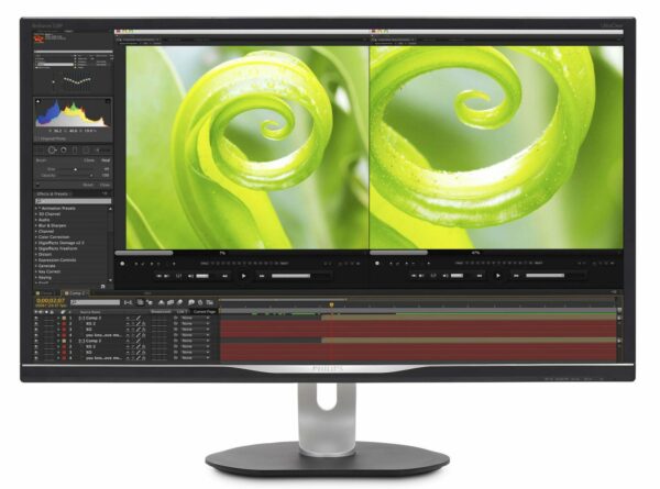 MONITOR PHILIPS 31.5″, grafica, VA, 4K UHD (3840 x 2160), Wide, 300 cd/mp, 4 ms, VGA, DVI, HDMI, DisplayPort, „328P6VJEB/00” (timbru verde 7 lei)