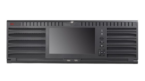 NVR HIKVISION, 128 canale, Rackabil, capacitate max 8 TB de fiecare HDD, porturi HDMI | VGA | RCA | Retea RJ45 | USB 2.0 | USB 3.0 | Alarm In | IP video input, „DS-96128NI-I16” (timbru verde 2 lei)