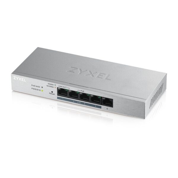 SWITCH PoE ZYXEL, „GS1200-5HP”port Gigabit x 5, managed, nerackabil, carcasa metalica, „GS1200-5HPV2-EU010” (timbru verde 2 lei)