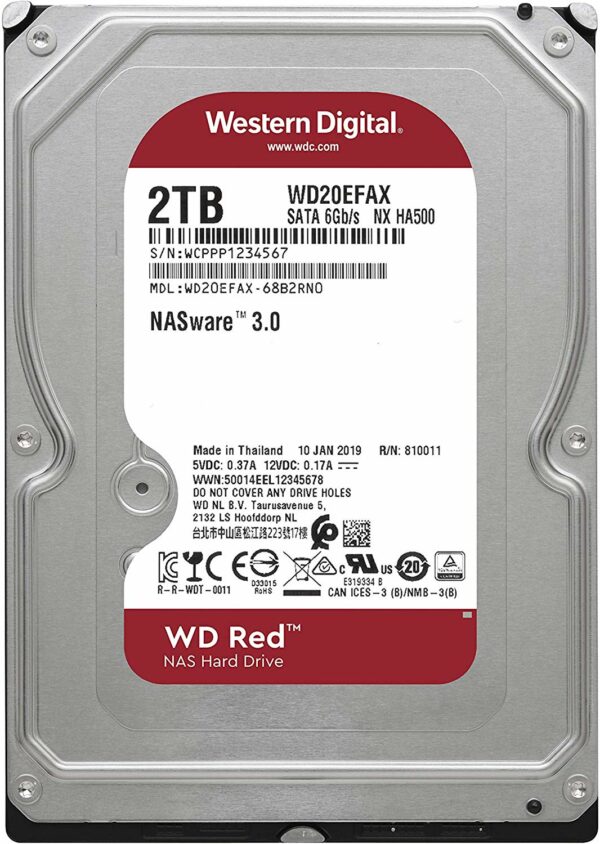 HDD WD 2 TB, Red, 5.400 rpm, buffer 256 MB, pt. NAS, „WD20EFAX”