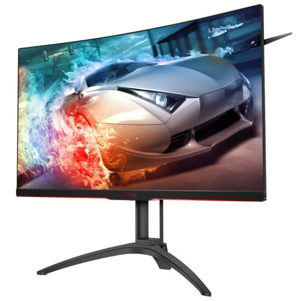 MONITOR AOC 31.5″ gaming, VA, WQHD (2560 x 1440), Wide, curbat, 400 cd/mp, 4 ms, VGA, HDMI x 2, DisplayPort x 2, „AG322QC4” (timbru verde 7 lei)