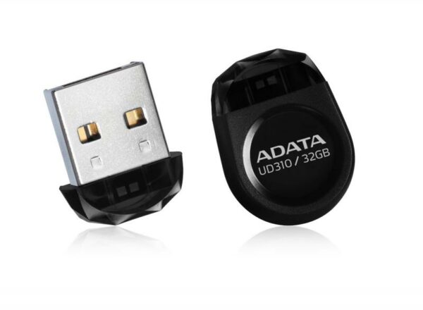 MEMORIE USB 2.0 ADATA 64 GB, cu capac | profil mic, carcasa plastic, negru, „AUD310-64G-RBK” (timbru verde 0.03 lei)