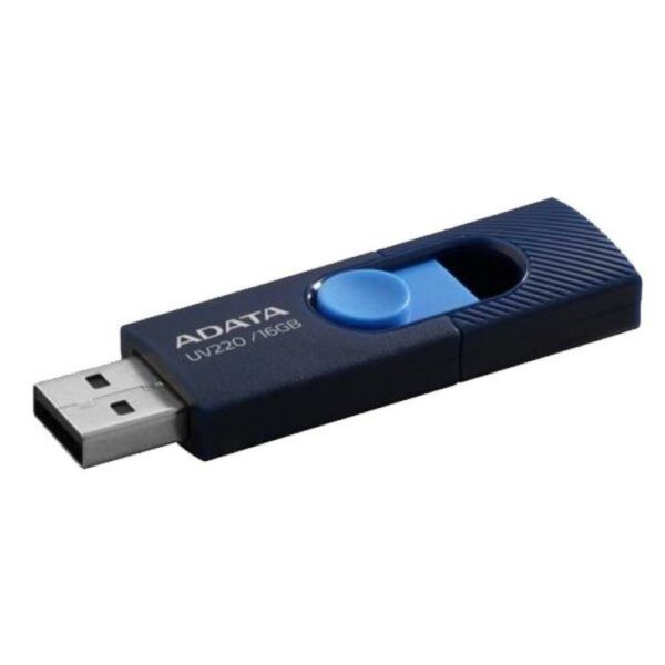 MEMORIE USB 2.0 ADATA 16 GB, retractabila, albastru, carcasa plastic „AUV220-16G-RBLNV” (timbru verde 0.03 lei)