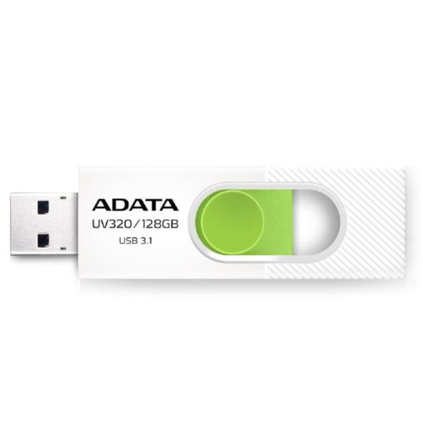 MEMORIE USB 3.2 ADATA 32 GB, retractabila, carcasa plastic, alb / verde, „AUV320-32G-RWHGN” (timbru verde 0.03 lei)