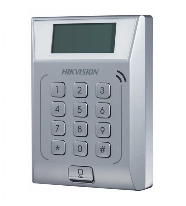 TERMINAL control acces HIKVISION, cititor carduri MiFare, TCP/IP, tastatura si sonerie, „DS-K1T802M” (timbru verde 0.18 lei)