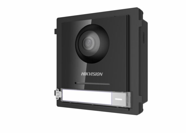 PANOU videointerfon modular de exterior Hikvision,1 xbuton apelare, camera video wide angle 180grade Fish eye 2MP, permite conectarea pana la 8 submodule de extensie, „DS-KD8003-IME1/EU” (timbru verde 0.8 lei)