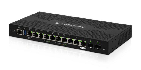 ROUTER Ubiquiti EdgeRouter, wired, port LAN 10/100/1000 x 10, port WAN 10/100/1000 x 1, „ER-12” (timbru verde 0.8 lei)