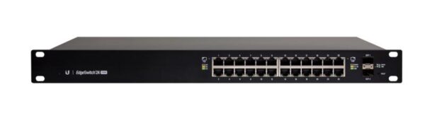 SWITCH PoE UBIQUITI, „EdgeSwitch 24″port Gigabit x 24, SFP SFP x 2, managed, rackabil, carcasa metalica, „ES-24-250W” (timbru verde 2 lei)