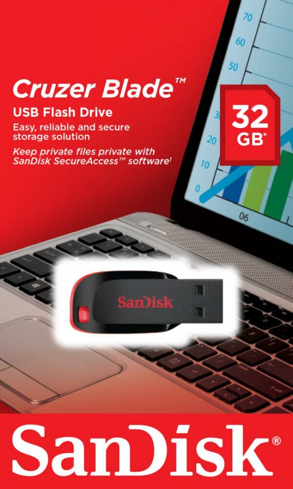 MEMORIE USB 2.0 SANDISK 32 GB, clasica, carcasa plastic, negru, „SDCZ50-032G-B35” (include TV 0.03 lei)