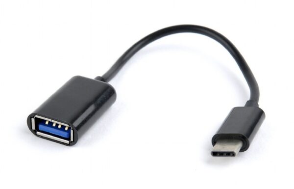CABLU adaptor OTG GEMBIRD, pt. smartphone, USB 2.0 Type-C (T) la USB 2.0 (M), 20cm, asigura conectarea telef. la o tastatura, mouse, HUB, stick, etc., negru, „A-OTG-CMAF2-01” (timbru verde 0.08 lei)