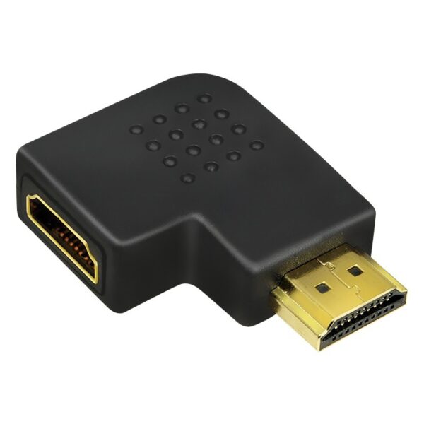 ADAPTOR video LOGILINK, HDMI (T) la HDMI (M), conectori auriti, in unghi de 90 grade, rezolutie maxima 4K UHD (3840 x 2160) la 30 Hz, negru, „AH0008” (timbru verde 0.08 lei)