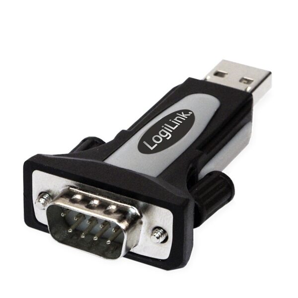 ADAPTOR USB LOGILINK, USB 2.0 (T) la Serial DB9M (9-pin)(RS232)(T), negru cu argintiu, „AU0034” (timbru verde 0.18 lei)