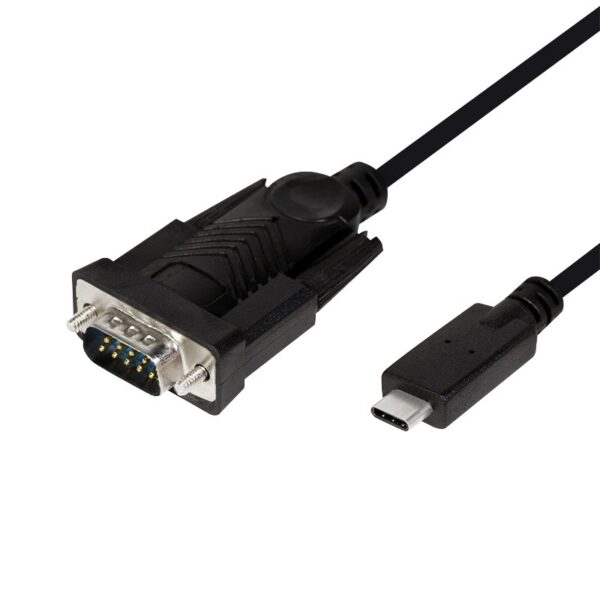 CABLU USB LOGILINK adaptor, USB 2.0 Type-C (T) la Serial DB9M (9-pin)(RS232)(T), 1.2m, negru, „AU0051” (timbru verde 0.08 lei)