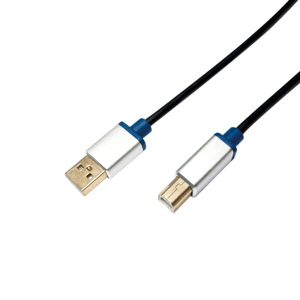CABLU USB LOGILINK pt. imprimanta, USB 2.0 (T) la USB 2.0 Type-B (T), 2m, premium, conectori auriti, black, „BUAB220” (timbru verde 0.18 lei)