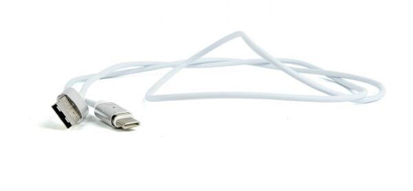 CABLU alimentare si date GEMBIRD, pt. smartphone, USB 2.0 (T) la USB 2.0 Type-C (T) (conector magnetic), 1m, alb, „CC-USB2-AMUCMM-1M” (timbru verde 0.08 lei)