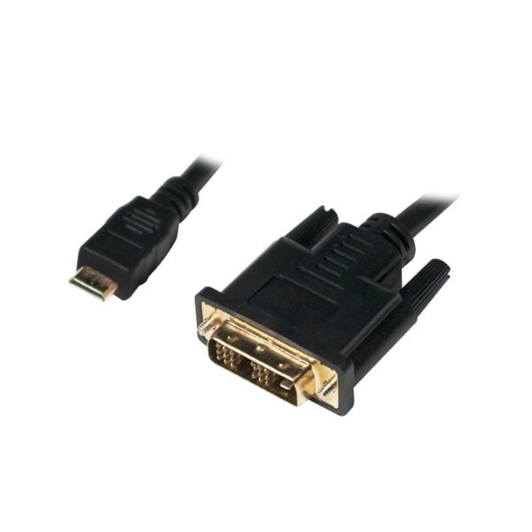 CABLU video LOGILINK, adaptor Mini-HDMI (Type C)(T) la DVI-D SL (T), 1m, conectori auriti, negru, „CHM002” (timbru verde 0.18 lei)