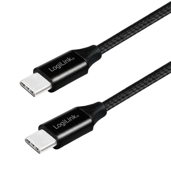 CABLU alimentare si date LOGILINK, pt. smartphone, USB 2.0, USB Type-C (T) la USB Type-C (T), 0.3m, premium, cablu cu impletire din bumbac, negru, „CU0153” (timbru verde 0.08 lei)