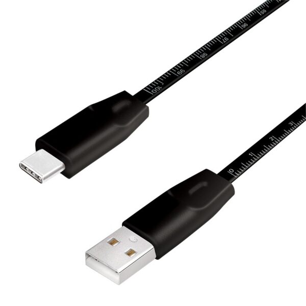 CABLU alimentare si date LOGILINK, pt. smartphone, USB 2.0 (T) la USB 2.0 Type-C (T), 1m, premium, cablu cu marcaj metric, negru, „CU0157” (timbru verde 0.08 lei)
