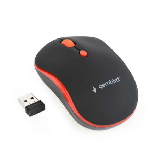 MOUSE GEMBIRD, PC sau NB, wireless, 2.4GHz, optic, 1600 dpi, butoane/scroll 4/1, , negru / rosu, „MUSW-4B-03-R” (timbru verde 0.18 lei)