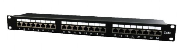PATCH PANEL GEMBIRD 24 porturi, Cat5e, 1U pentru rack 19″, black, „NPP-C524-002”