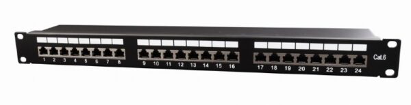 PATCH PANEL GEMBIRD 24 porturi, Cat6, 1U pentru rack 19″, black, „NPP-C624-002”