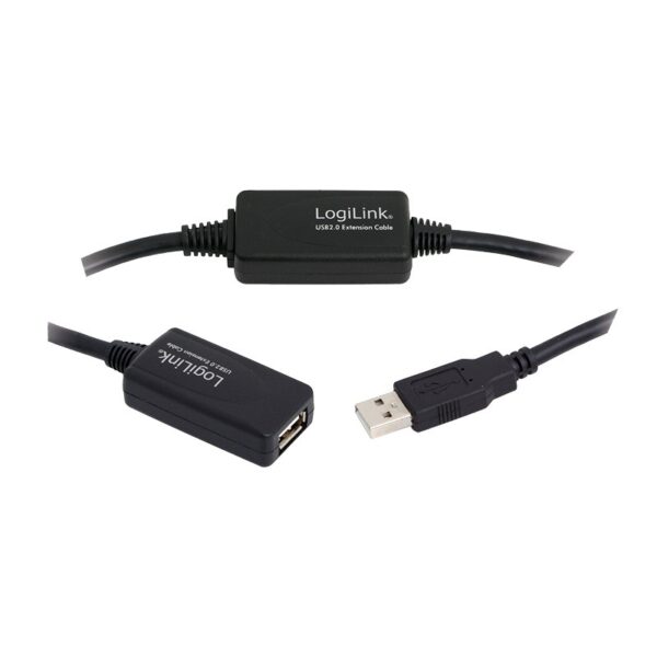 CABLU USB LOGILINK prelungitor, USB 2.0 (T) la USB 2.0 (M), 20m, activ (permite folosirea unui cablu USB lung), negru, „UA0146” (timbru verde 0.08 lei)