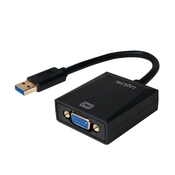 CABLU video LOGILINK, adaptor USB 3.0 (T) la VGA (M), 10cm, rezolutie maxima Full HD (1920 x 1080) la 60 Hz, negru, „UA0231” (timbru verde 0.08 lei)