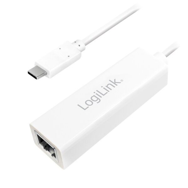 CABLU USB LOGILINK adaptor, USB 3.2 Type-C (T) la RJ45 (M), 14cm, 10/100/1000 Mbit/s, alb, „UA0238” (timbru verde 0.08 lei)
