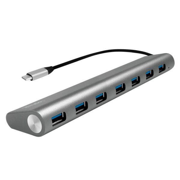 HUB extern LOGILINK, porturi USB: USB 3.0 x 7, conectare prin USB 3.1 Type C, cablu 0.1 m, argintiu, „UA0310” (timbru verde 0.8 lei)