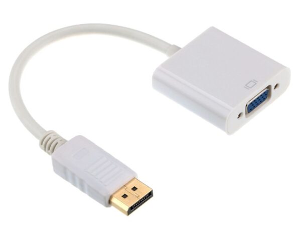 CABLU video GEMBIRD, adaptor DisplayPort (T) la VGA (M), 10cm, rezolutie maxima Full HD (1920 x 1080) la 60Hz, alb, „A-DPM-VGAF-02-W” (timbru verde 0.08 lei)