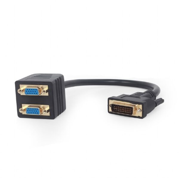 CABLU video GEMBIRD, splitter DVI-I DL (T) la 2 x VGA (M), 0.3m, rezolutie maxima 1920×1080 la 60Hz, negru, „A-DVI-2VGA-01” (timbru verde 0.08 lei)