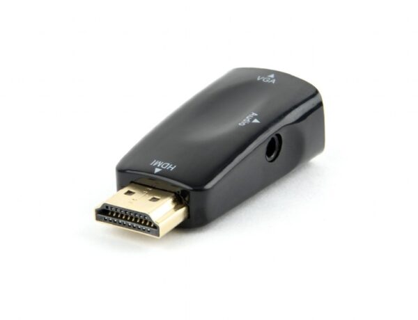 ADAPTOR video GEMBIRD, splitter HDMI (T) la VGA (M) + Jack 3.5mm (T), rezolutie maxima Full HD (1920 x 1080) la 60Hz, cablu audio 3.5 mm jack, black, „AB-HDMI-VGA-02” (timbru verde 0.08 lei)