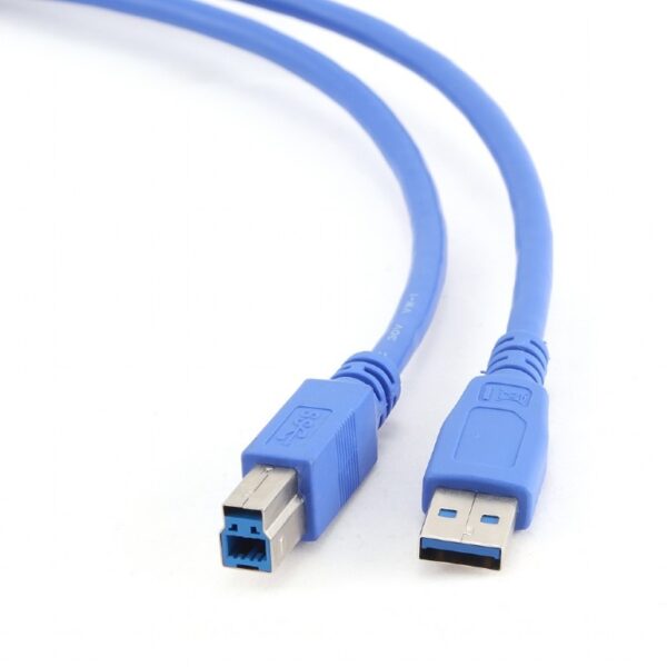 CABLU USB GEMBIRD pt. imprimanta, USB 3.0 (T) la USB 3.0 Type-B (T), 0.5m, conectori auriti, albastru, „CCP-USB3-AMBM-0.5M” (timbru verde 0.08 lei)