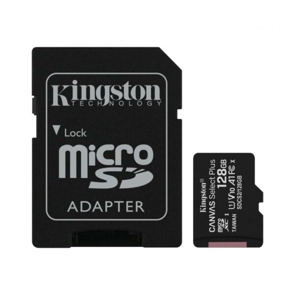 CARD MicroSD KINGSTON, 128 GB, microSDXC, clasa 10, standard UHS-I U1, „SDCS2/128GB” (timbru verde 0.03 lei)