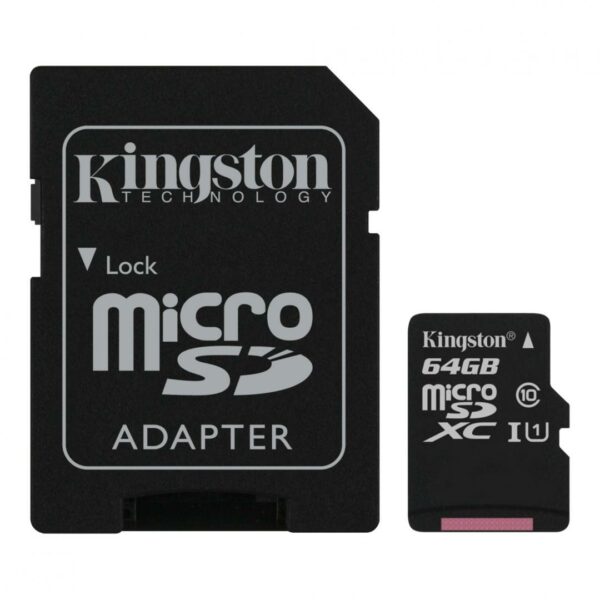 CARD MicroSD KINGSTON, 64 GB, microSDXC, clasa 10, standard UHS-I U1, „SDCS2/64GB” (timbru verde 0.03 lei)