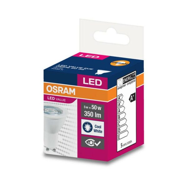 SPOT incastrat LED Osram, soclu GU10, putere 5W, forma spot, lumina alb rece, alimentare 220 – 240 V, „000004058075198616” (timbru verde 0.45 lei)