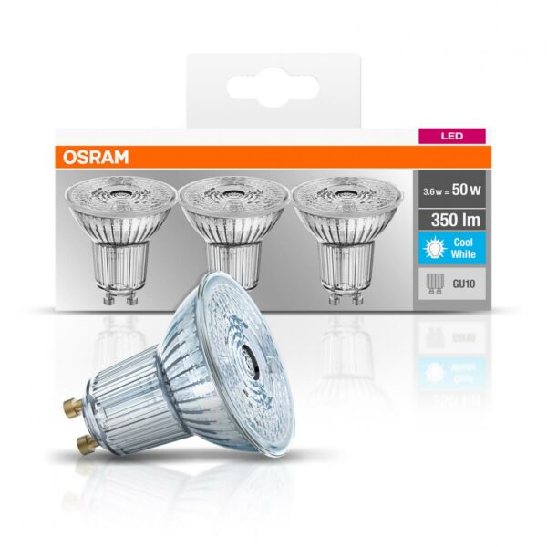 SET 3 SPOTURI incastrate LED Osram, soclu GU10, putere 3.6W, forma spot, lumina alb, alimentare 220 – 240 V, „000004058075818415” (timbru verde 1.35 lei)