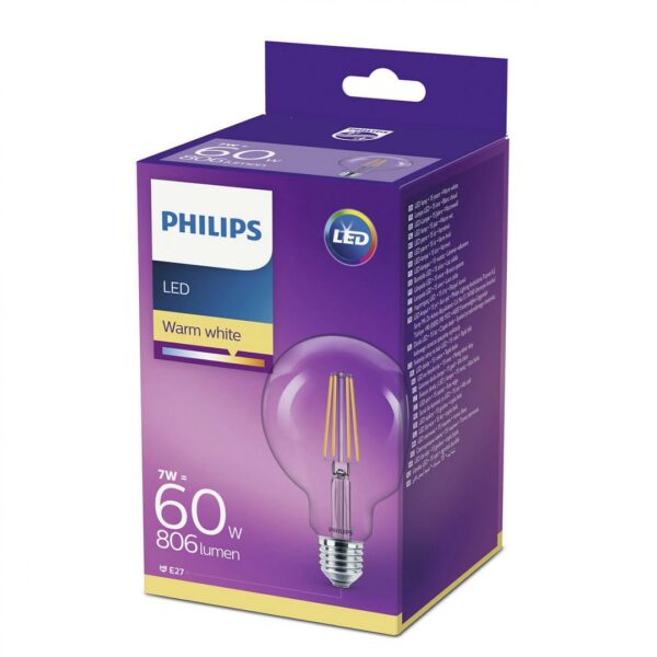 BEC LED Philips, soclu E27, putere 7W, forma clasic, lumina alb calda, alimentare 220 – 240 V, „000008718696742457” (timbru verde 0.45 lei)