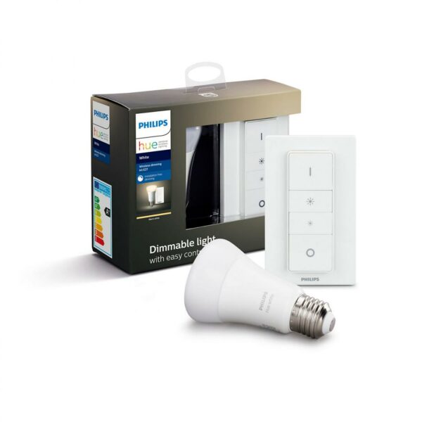 KIT smart LED Philips, soclu E27, putere 9W, forma clasic, lumina alb calda, alimentare 220 – 240 V, „000008718696785331” (timbru verde 0.45 lei)