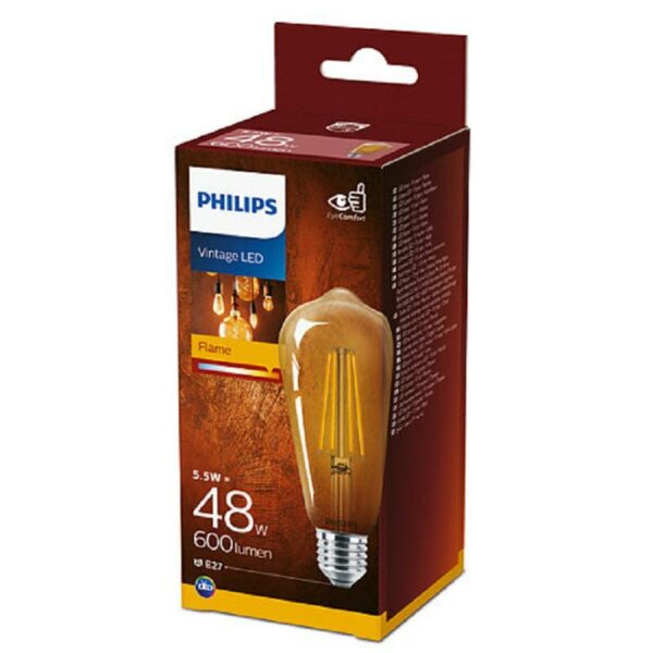 BEC LED Philips, soclu E27, putere 5.5W, forma stil lampa TV, lumina alb calda, alimentare 220 – 240 V, „000008718699673581” (timbru verde 0.45 lei)